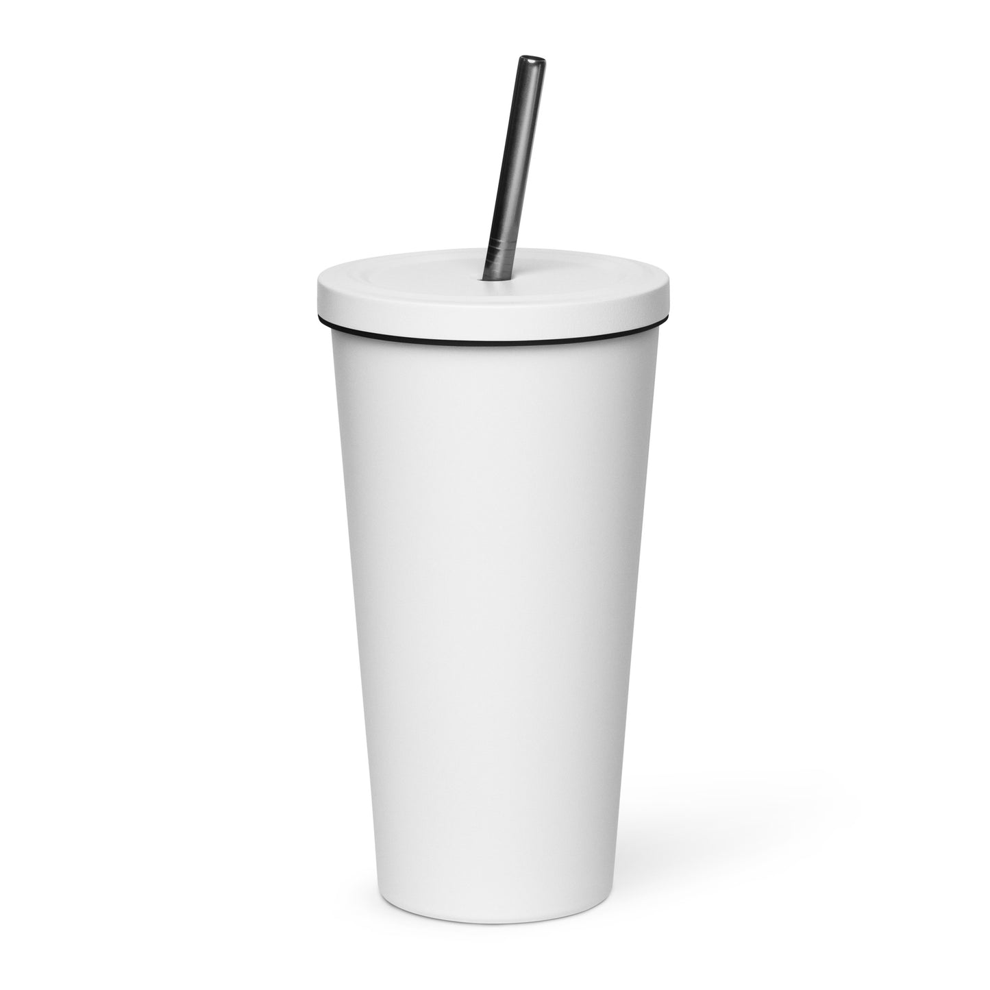 Pink OMC Insulated tumbler with a straw